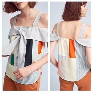 Maeve Anthropologie open medley patchwork tank